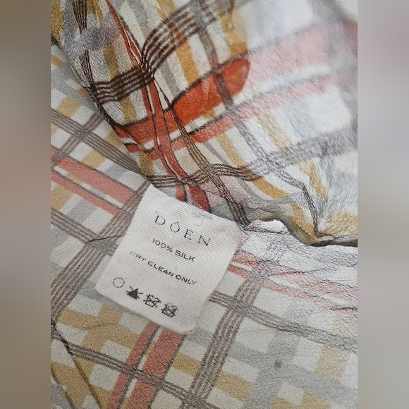Doen Naret Tomato Emmeline Plaid 100% Silk Top Blouse Sz XS - Picture 16 of 16